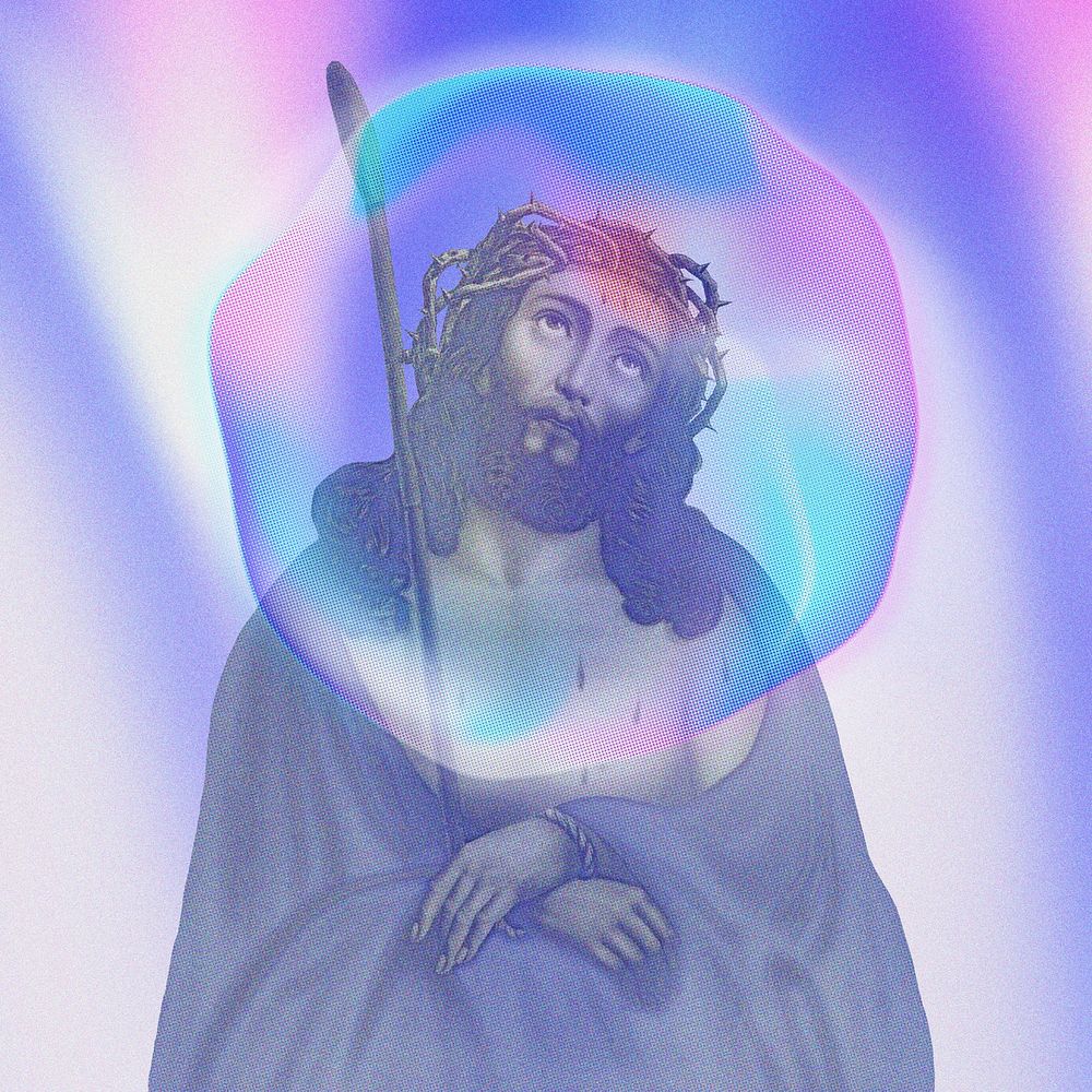 Jesus Christ with crown of thorns illustration. Remixed by rawpixel.