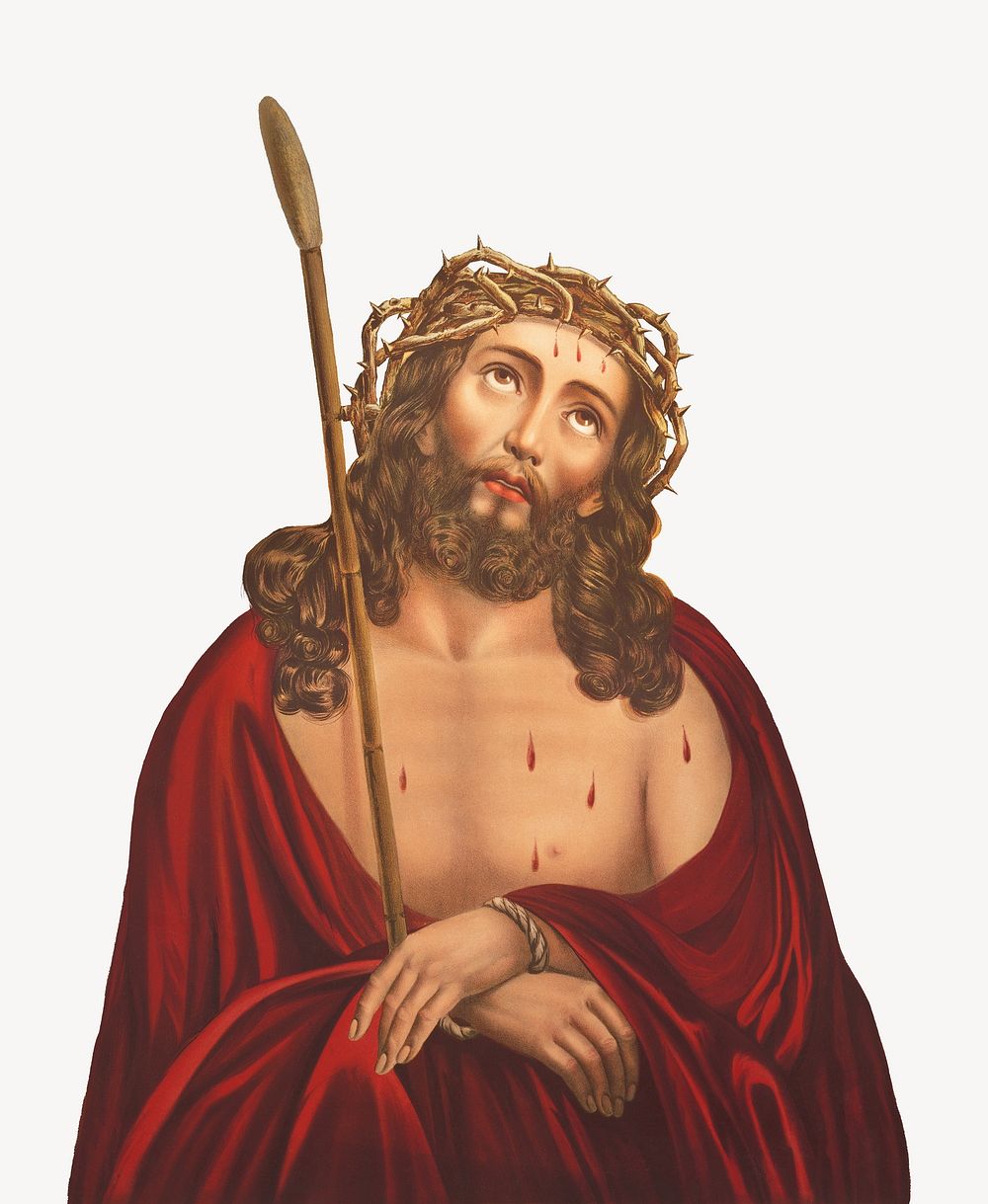 Jesus Christ with crown of thorns.  Remastered by rawpixel
