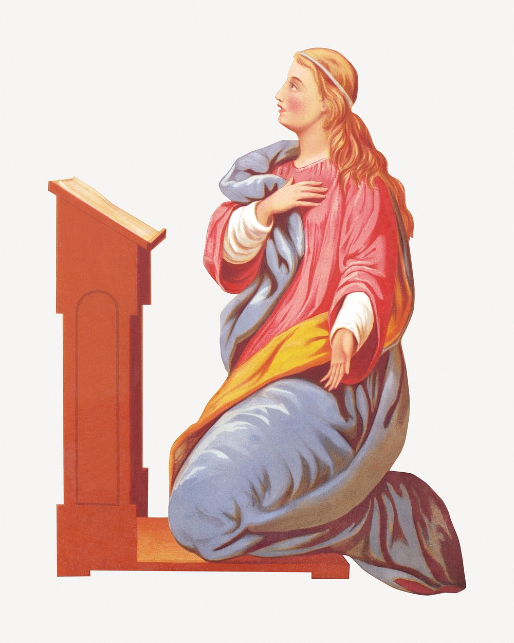 The Annunciation's woman collage element psd.  Remastered by rawpixel