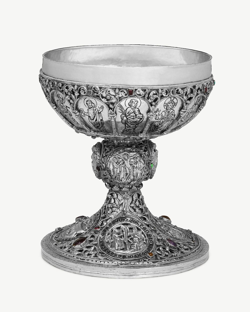 Silver chalice clipart psd.    Remastered by rawpixel