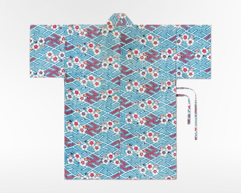 Japanese short robe with white blossom pattern (19th century). Original from the Minneapolis Institute of Art. Digitally…