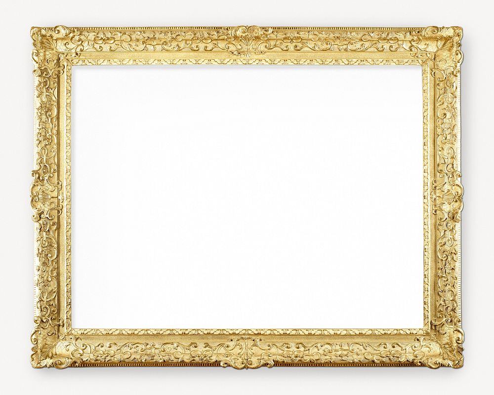 Picture frame mockup, vintage gold luxurious design psd