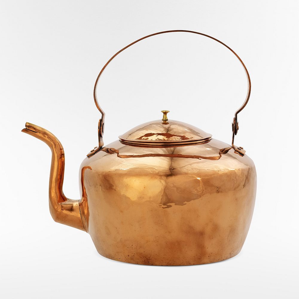 Copper gooseneck swing handle kettle; small knob on cover. Original from the Minneapolis Institute of Art.