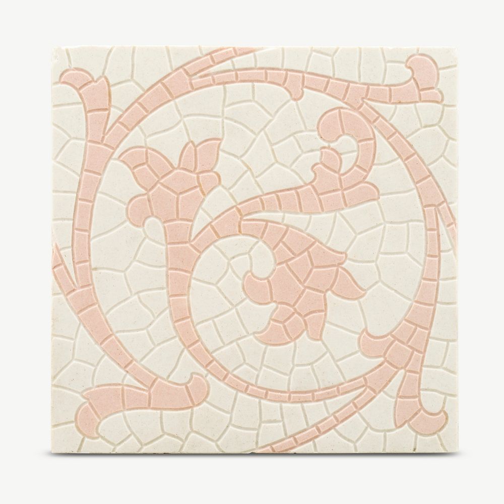 White mosaic tile clipart psd.    Remastered by rawpixel
