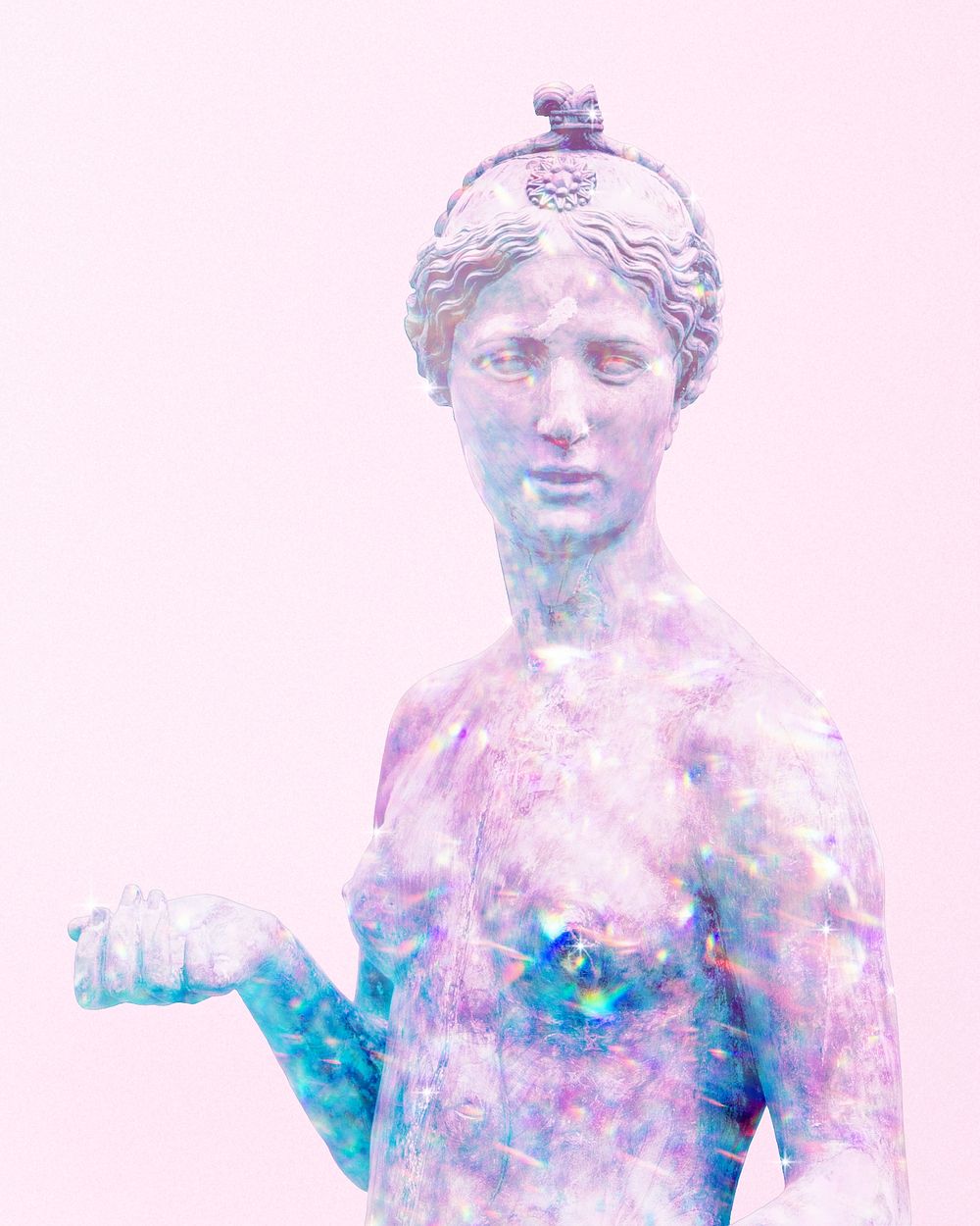 Woman sculpture, pink iridescent. Remixed by rawpixel.
