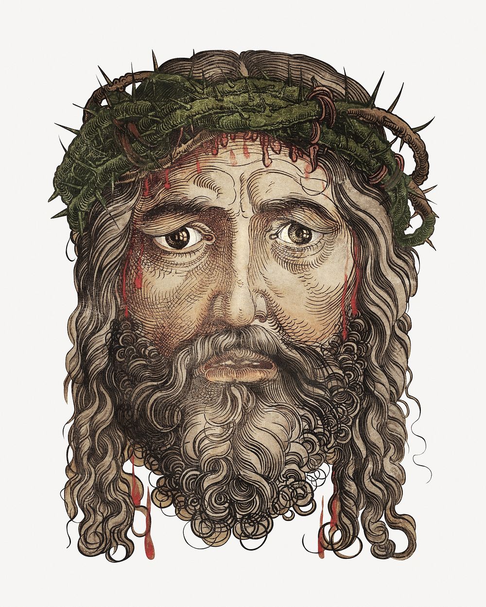 Head of Jesus Christ collage element psd.   Remastered by rawpixel