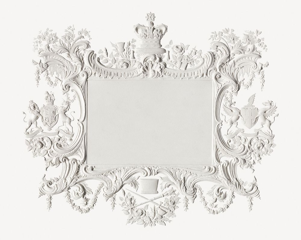 White ornamental frame in vintage style psd.   Remastered by rawpixel