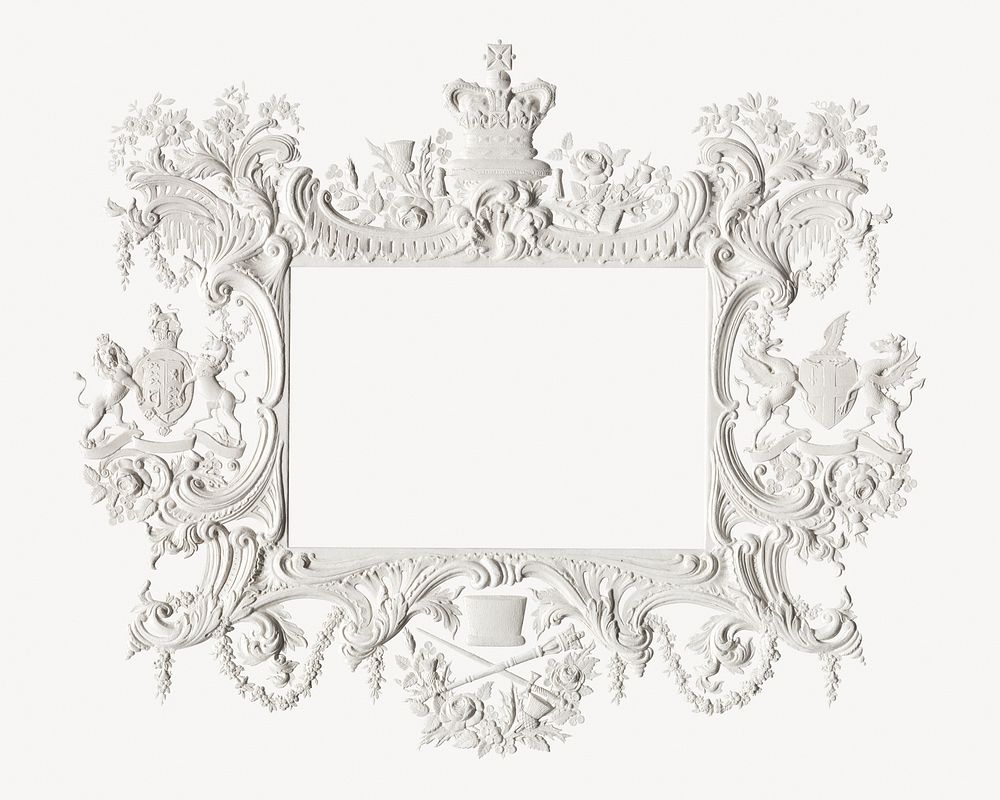 White ornamental frame in vintage style.   Remastered by rawpixel