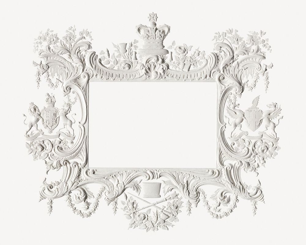 White ornamental frame in vintage style psd.   Remastered by rawpixel