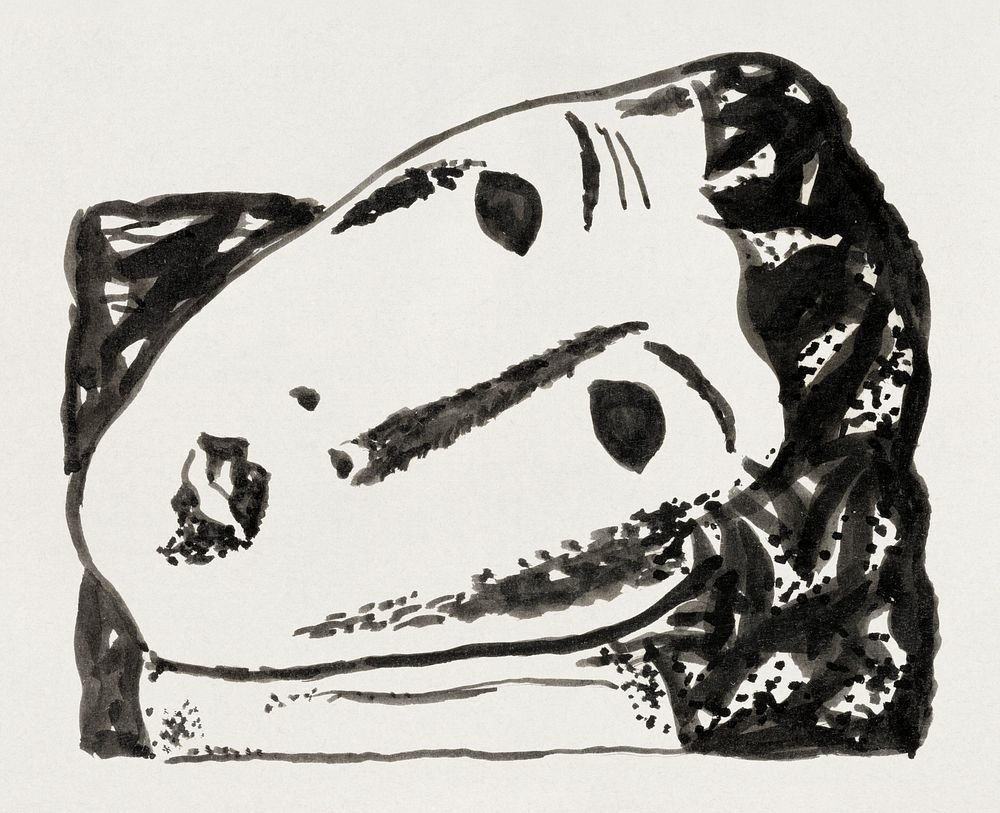 Vignette for book ' L'art Hollandais contemporain' by Paul Fierens ; reclining female head (1932&ndash;1933) by Leo Gestel.…