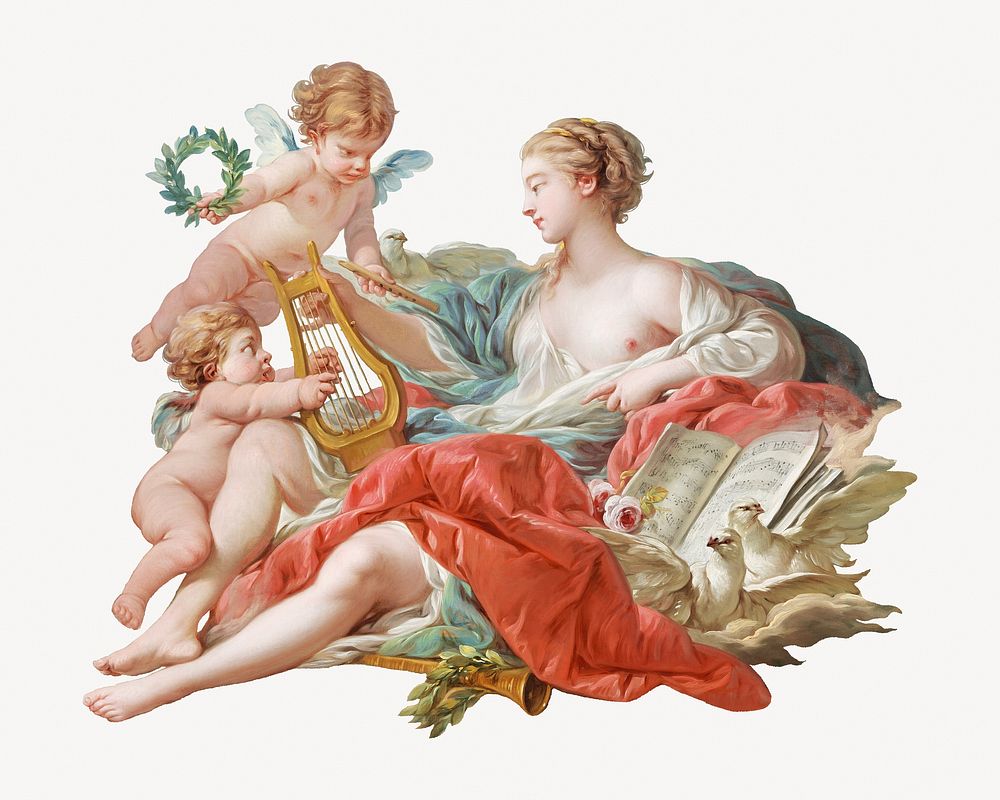 Fran&ccedil;ois Boucher's Allegory of Music.    Remastered by rawpixel