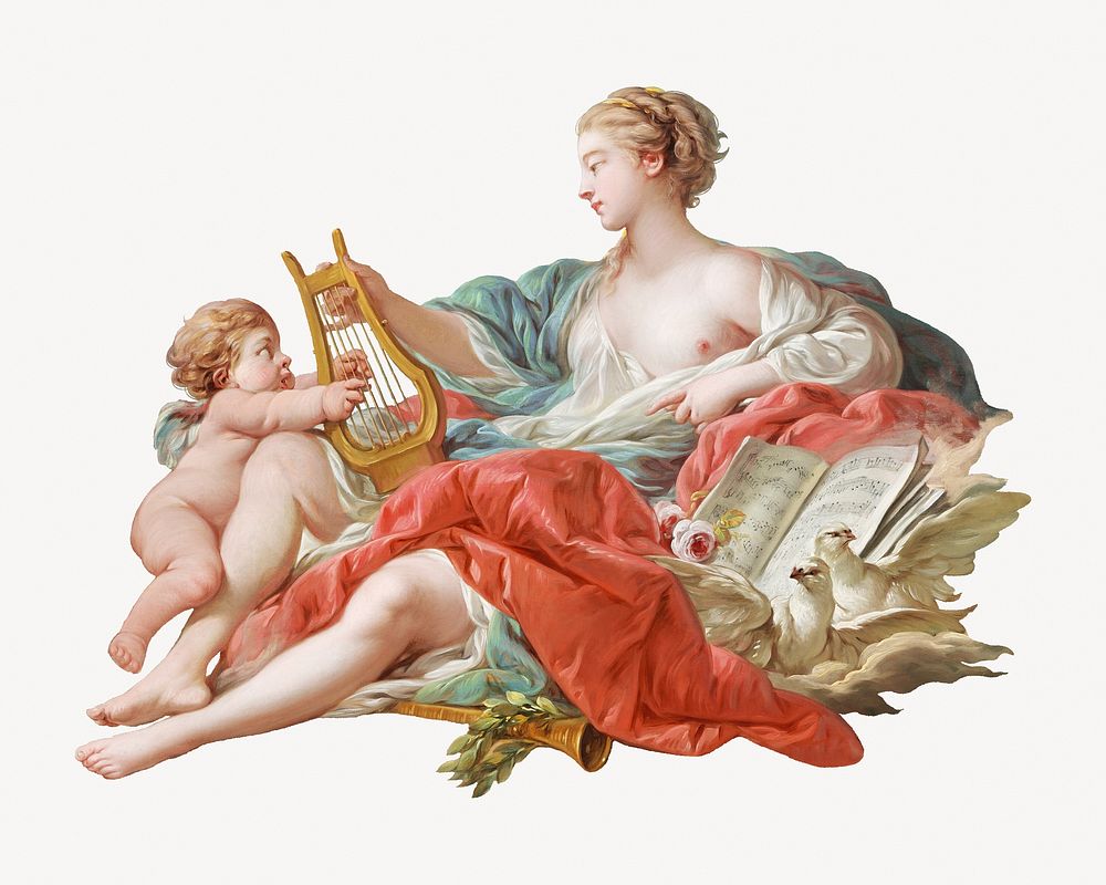 Fran&ccedil;ois Boucher's Allegory of Music.    Remastered by rawpixel