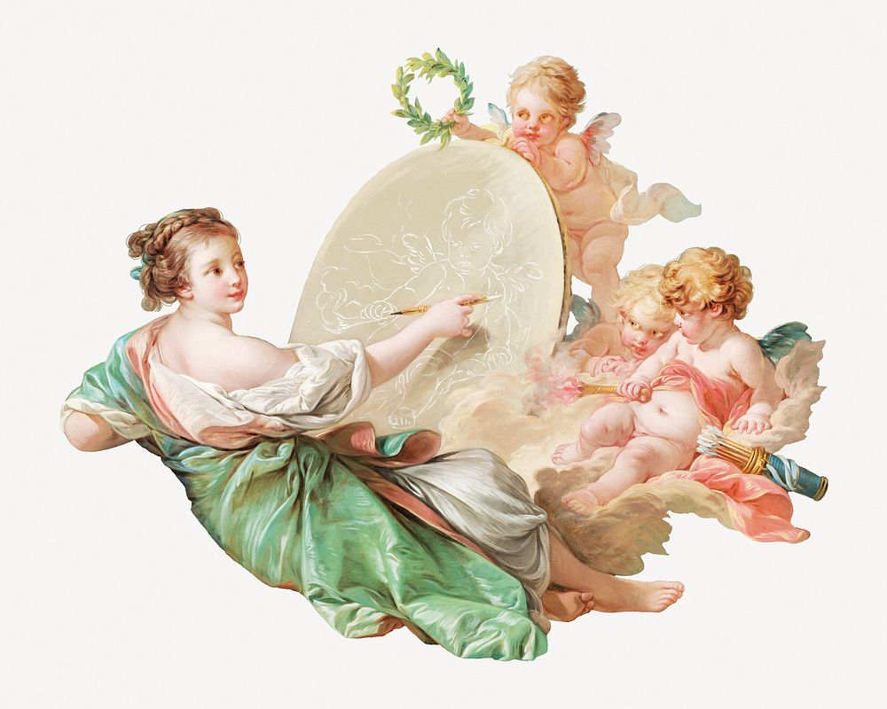 Fran&ccedil;ois Boucher's Allegory of Painting psd.    Remastered by rawpixel
