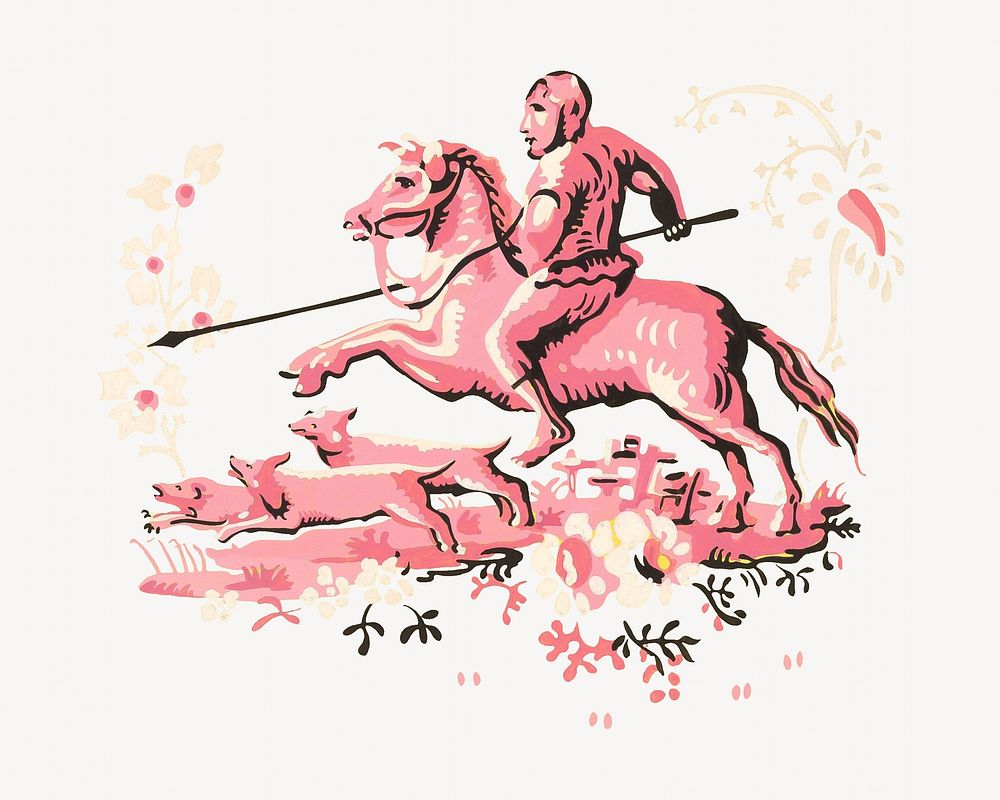 Harold Merriam's Hunting Scene illustration.    Remastered by rawpixel
