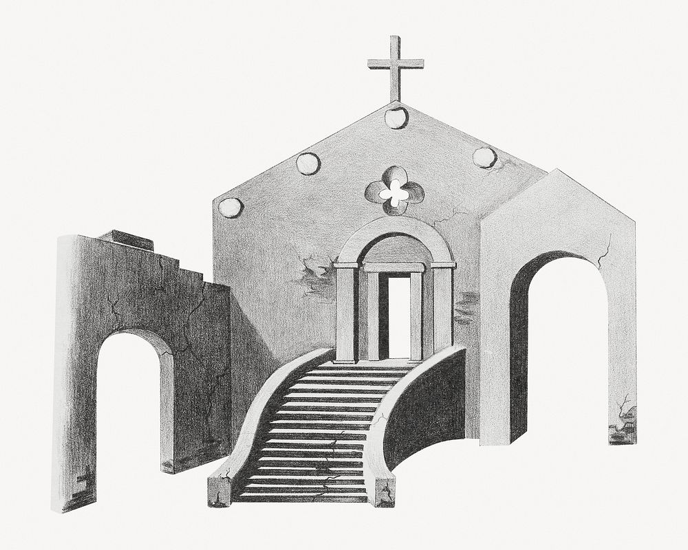 Mision Santa Margarita church illustration.   Remastered by rawpixel