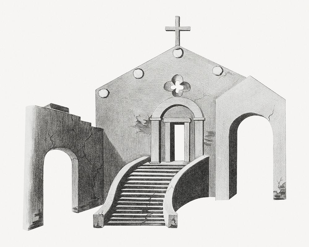 Mision Santa Margarita church clipart psd.  Remastered by rawpixel