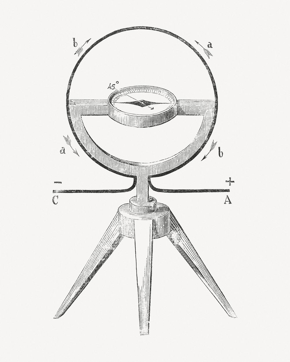 Vintage compass drawing clipart psd.    Remastered by rawpixel