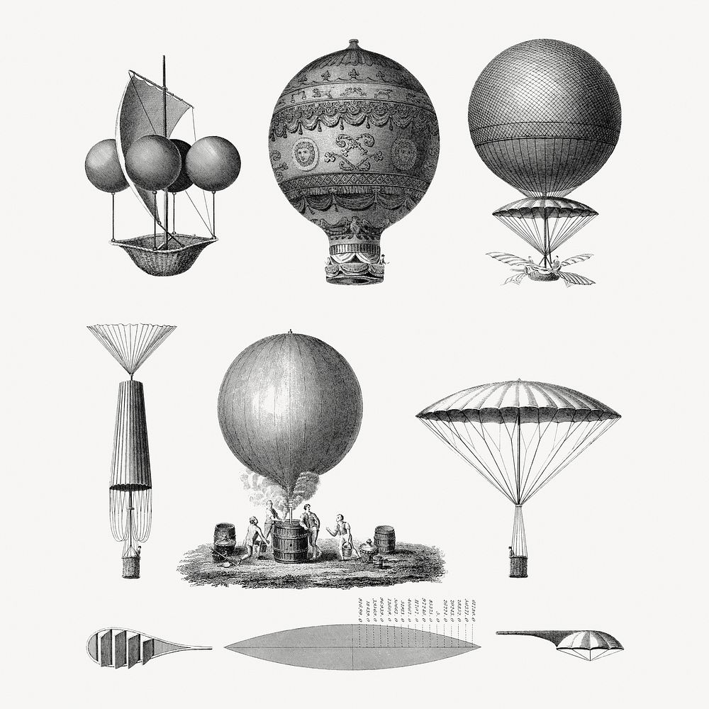 Joseph Clement's Aeronautics, vintage illustration.  Remastered by rawpixel