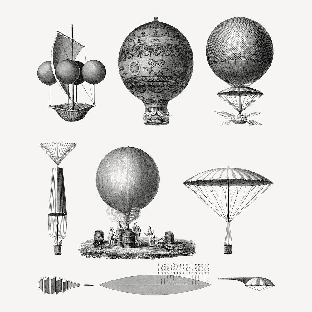 Joseph Clement's Aeronautics, vintage collage elements psd.  Remastered by rawpixel