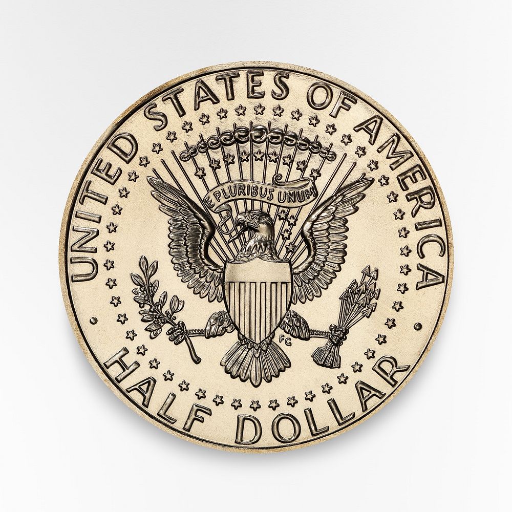 50th anniversary Kennedy half dollar high relief. Original public domain image from Wikipedia. Digitally enhanced by…