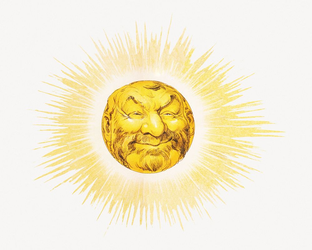 Sun with happy face illustration.   Remastered by rawpixel