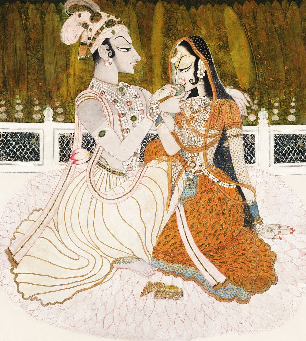 Vintage Indian couple. Original public domain image from Wikipedia. Digitally enhanced by rawpixel.
