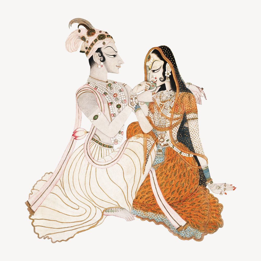 Vintage Indian couple illustration.   Remastered by rawpixel