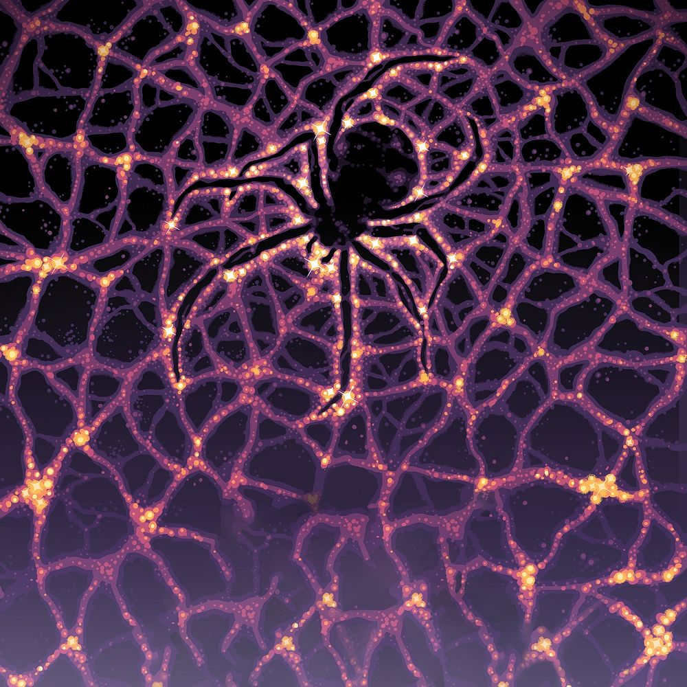 Purple spider web, Sci-Fi design.   Remixed by rawpixel.