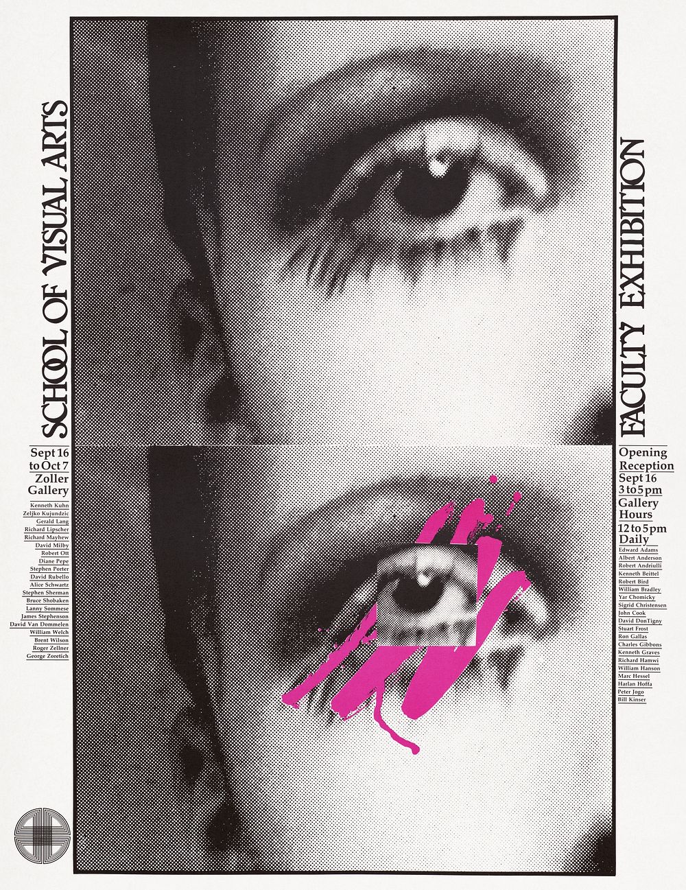 School of Visual Arts faculty exhibition (1979) poster by Lanny Sommese. Original public domain image from the Library of…
