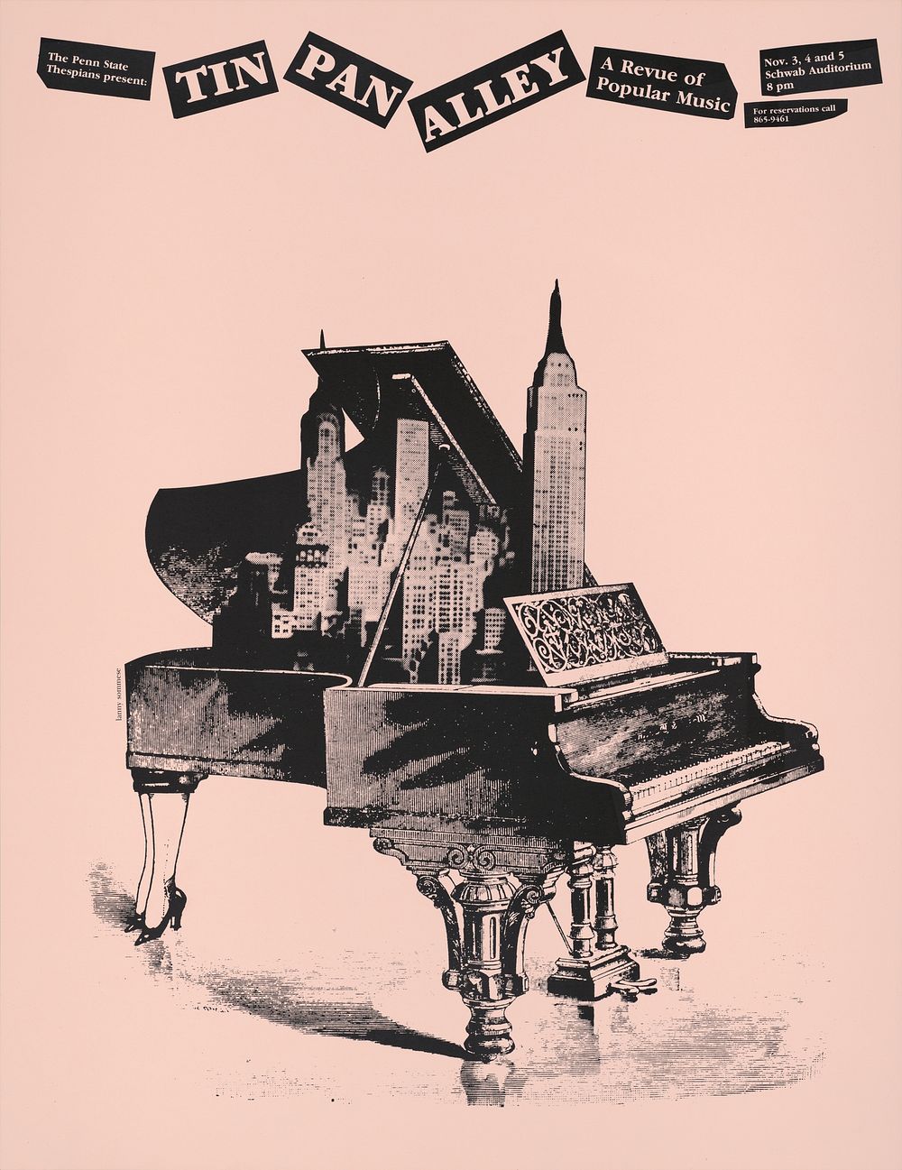 Tin pan alley - a revue of popular music (1980) poster by Lanny Sommese. Original public domain image from the Library of…