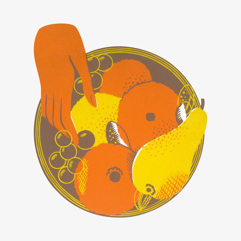 Fruit bowl, vintage illustration.   Remixed by rawpixel.