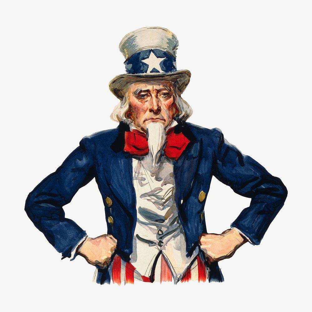 Uncle Sam, American patriotism clipart psd.  Remixed by rawpixel.