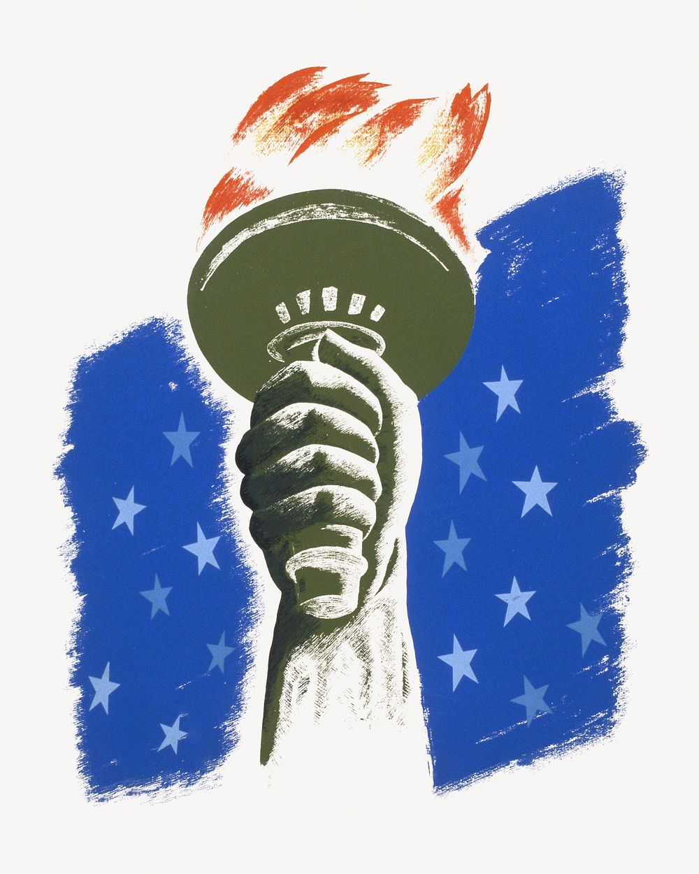 Statue of Liberty torch, democracy illustration.  Remixed by rawpixel.