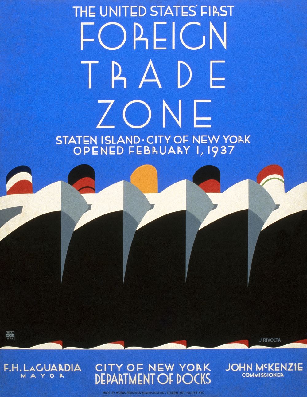 The United States' first foreign trade zone Staten Island (1937) poster by Jack Rivolta. Original public domain image from…