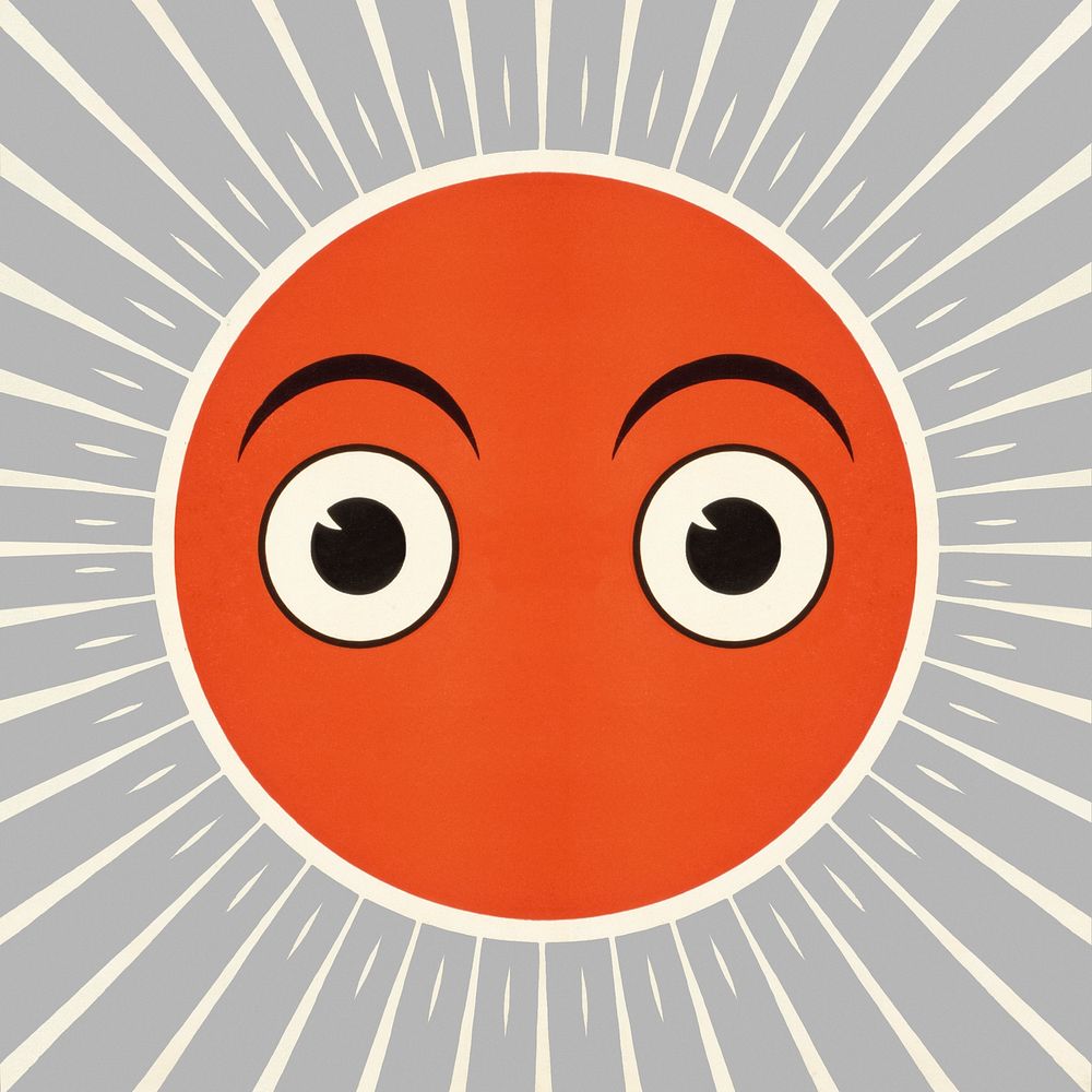 Sun cartoon with eyes clipart psd.  Remixed by rawpixel.