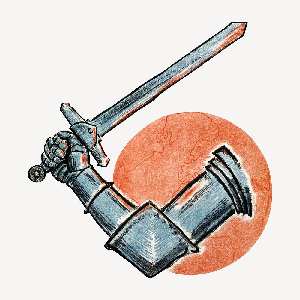 Vintage knight sword clipart psd.  Remixed by rawpixel.