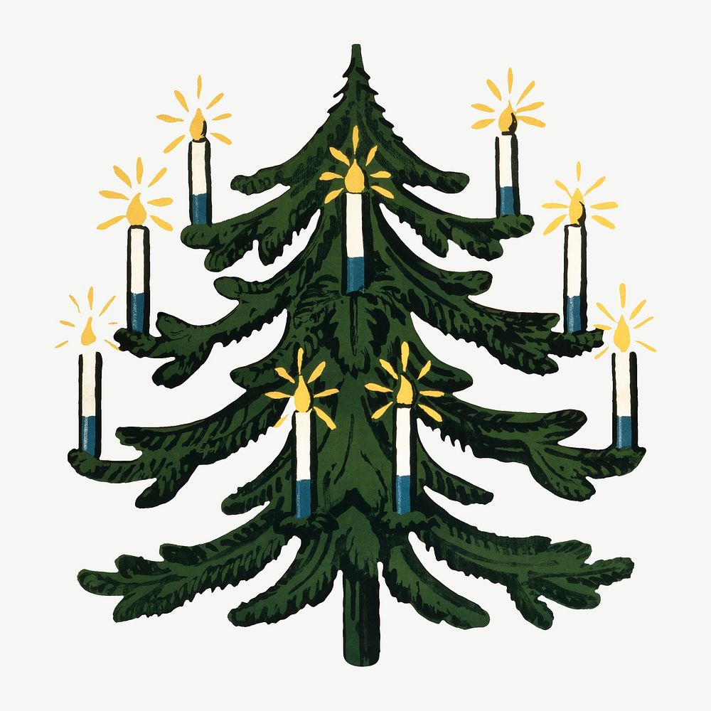 Christmas tree, festive clipart psd.  Remixed by rawpixel.