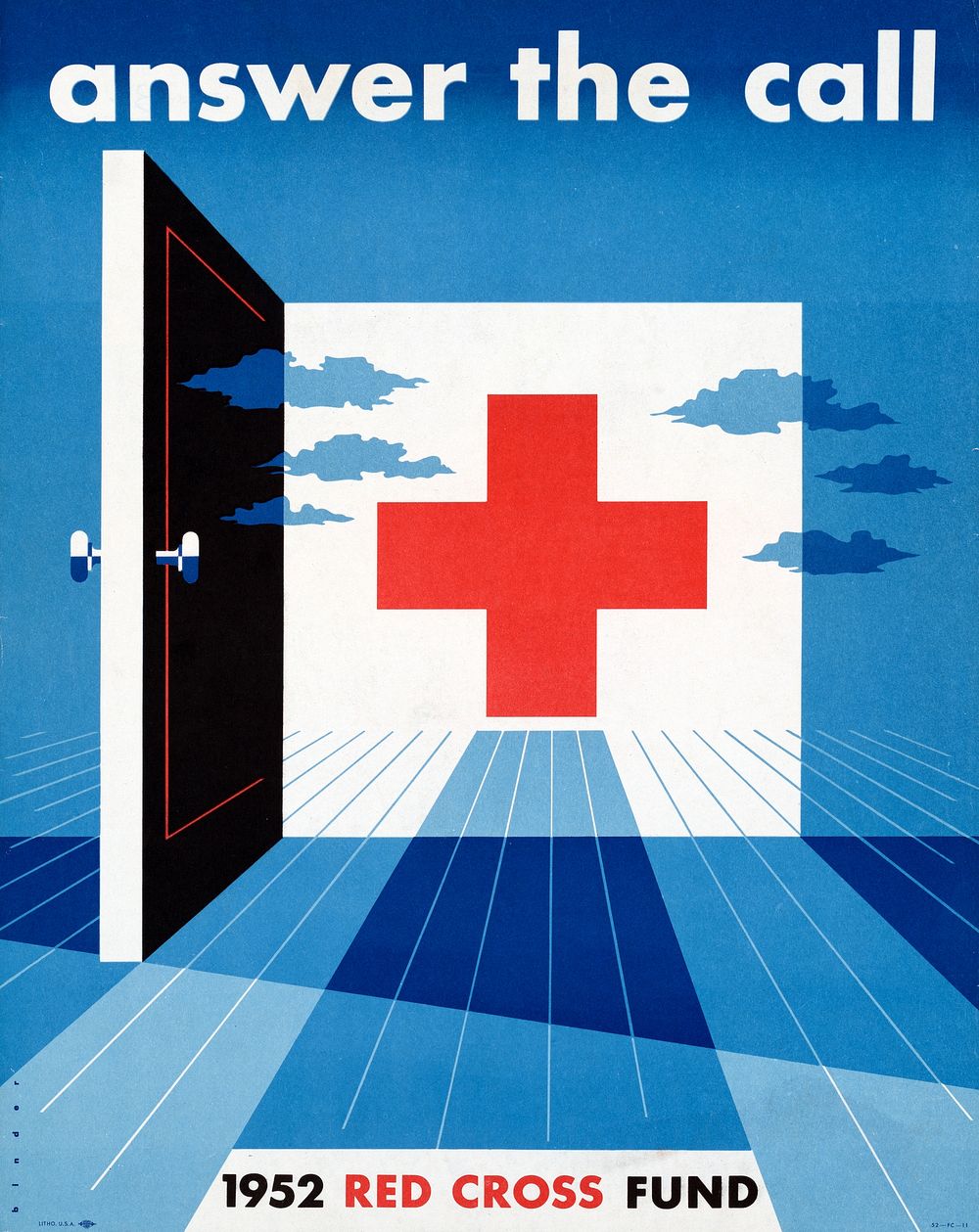 Answer the call: Red Cross Fund (1952) vintage health poster by Joseph Binder. Original public domain image from the Library…
