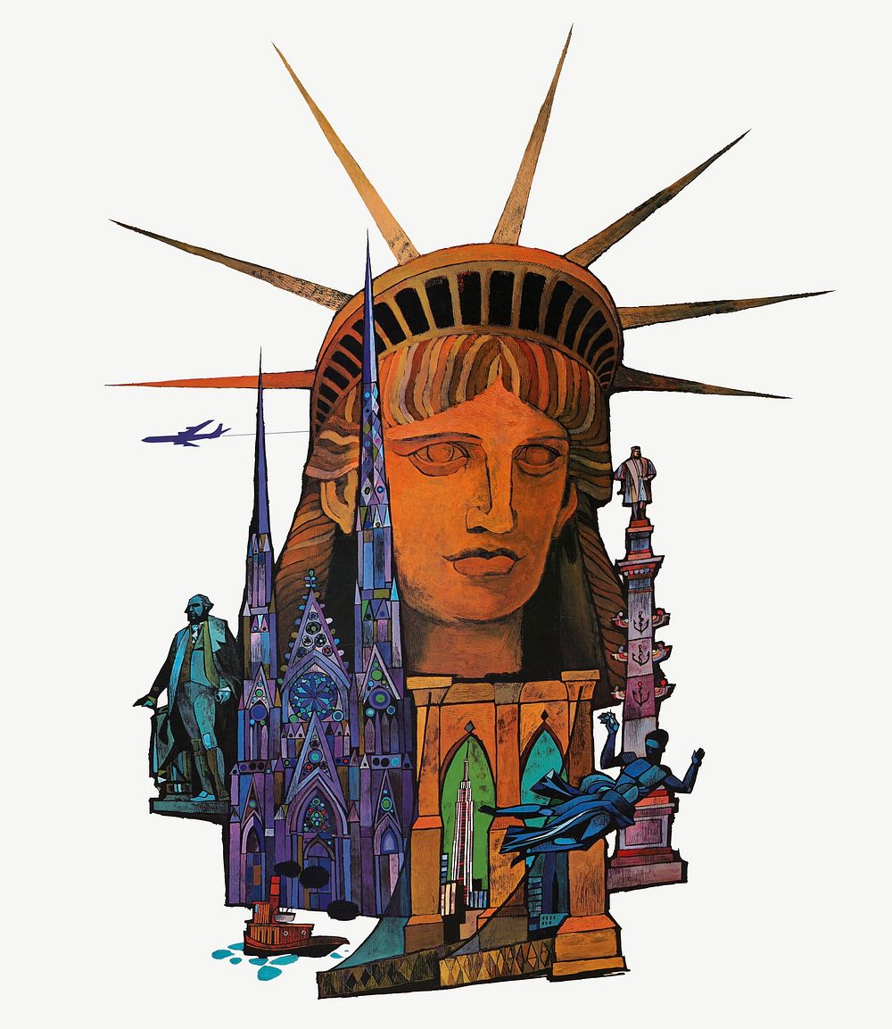 Statue of Liberty collage element psd.   Remixed by rawpixel.