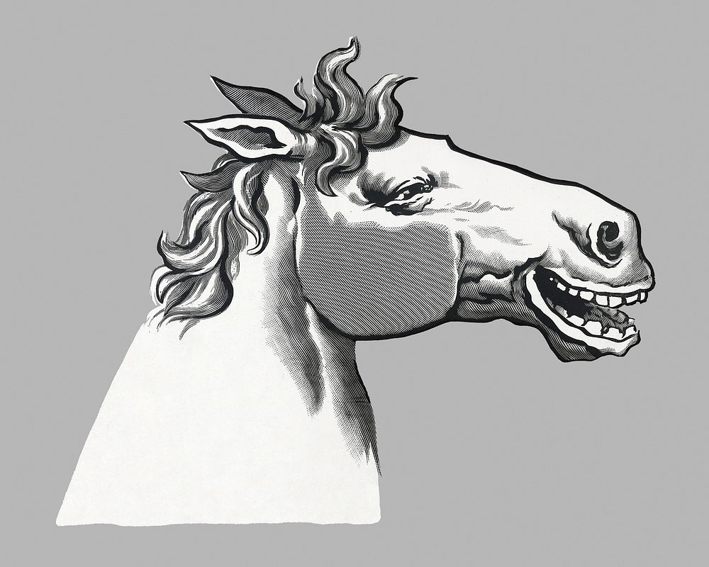 Laughing horse, It's enough to make a horse laugh.  Remixed by rawpixel.