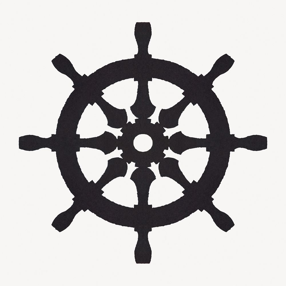 Ship steering wheel illustration.  Remixed by rawpixel.