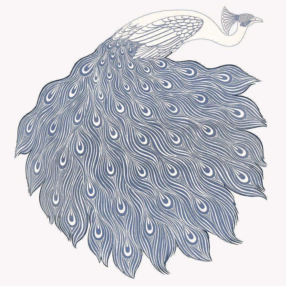 Vintage peacock, abstract animal illustration.  Remixed by rawpixel.