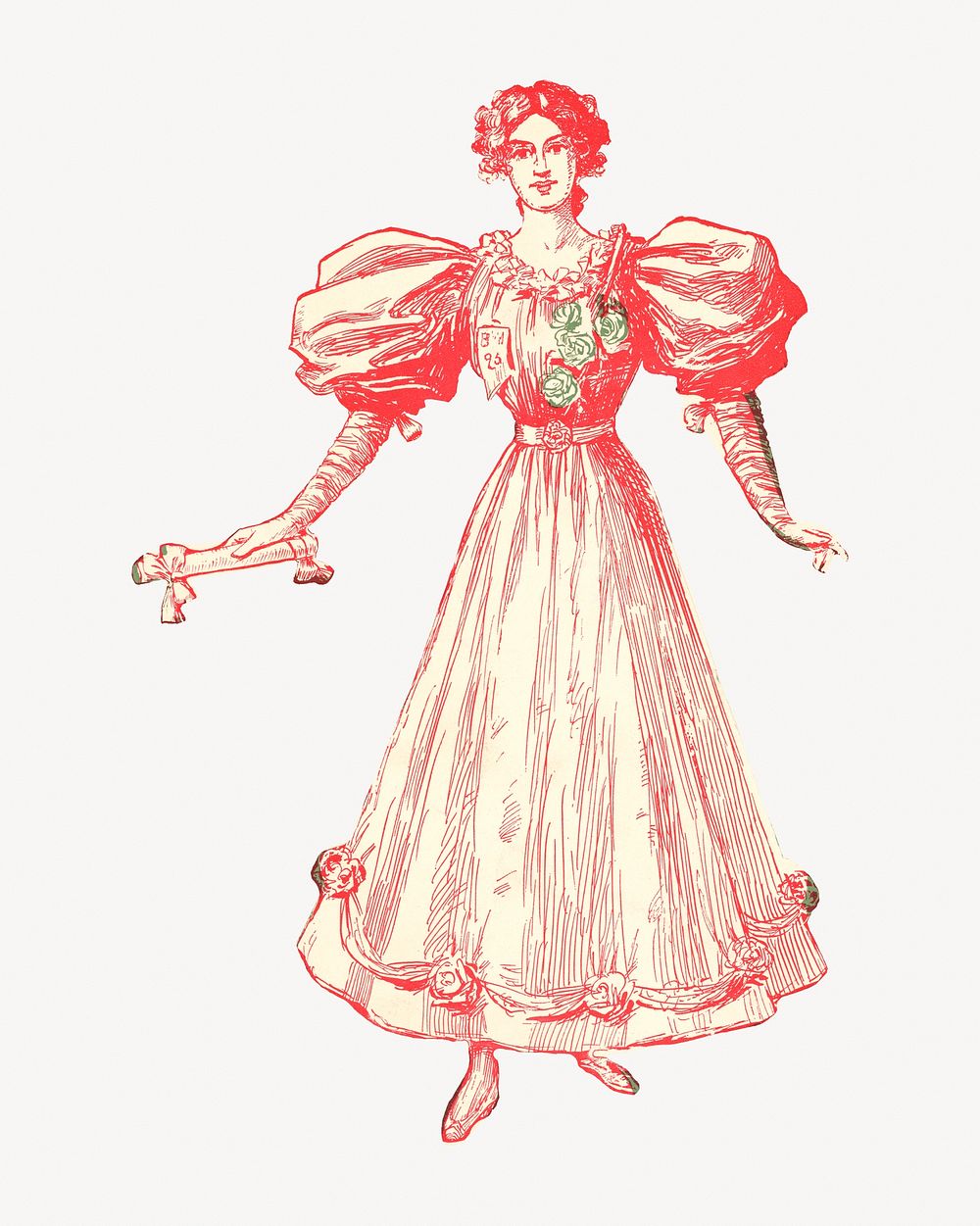 Woman in formal dress illustration.  Remixed by rawpixel.