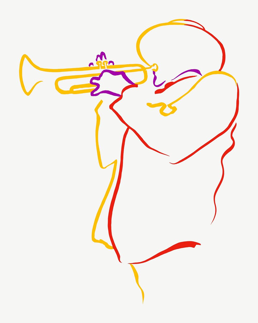 Man playing trumpet, colorful line art clipart psd.  Remixed by rawpixel.