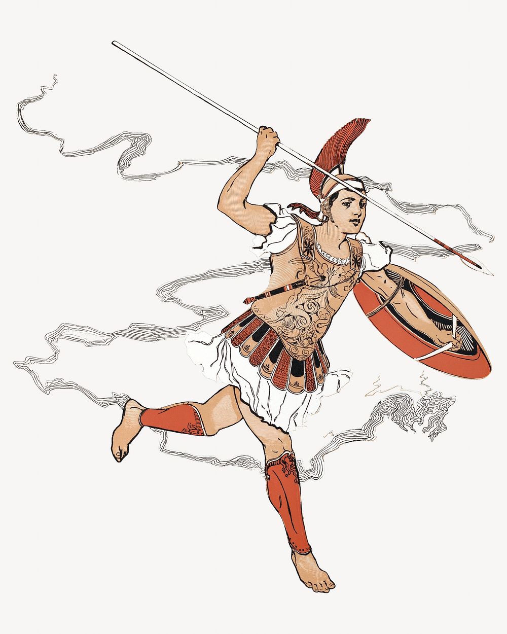 Greek gladiator illustration.  Remixed by rawpixel.