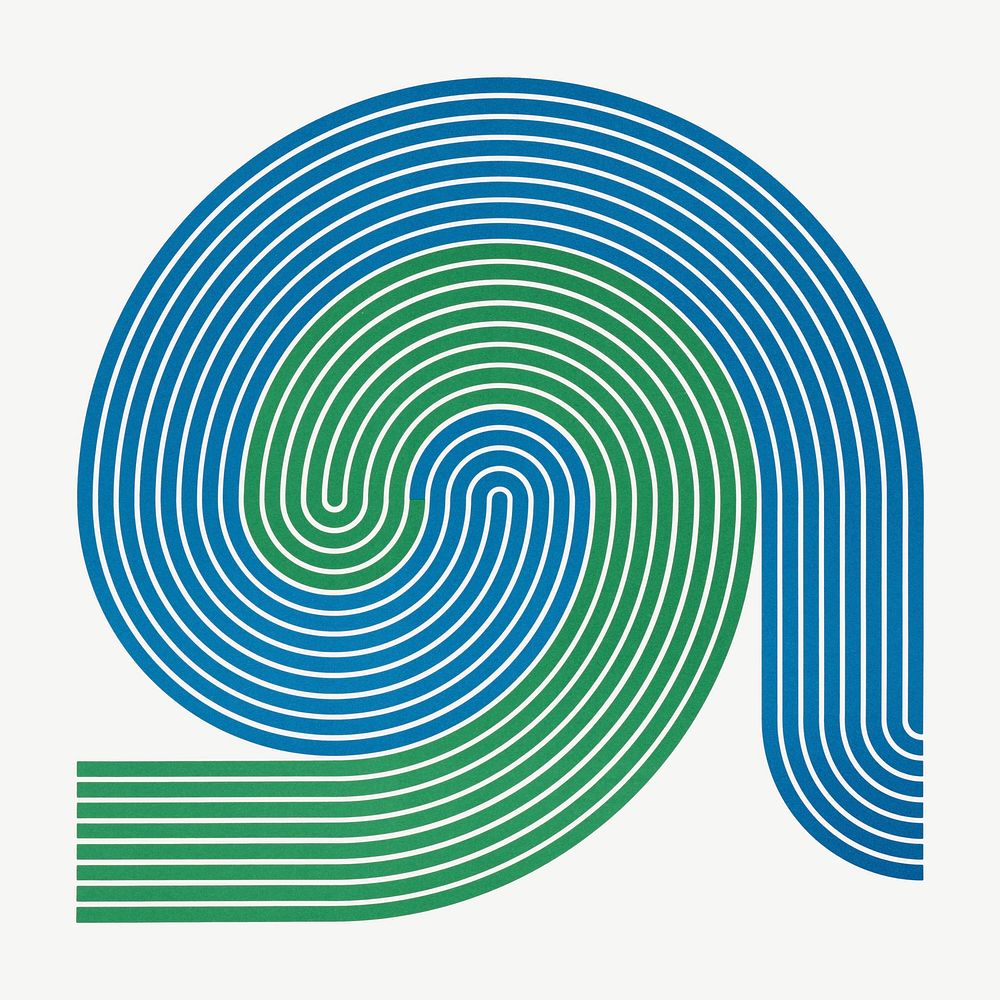 Abstract retro badge, blue and green lines clipart psd.  Remixed by rawpixel.