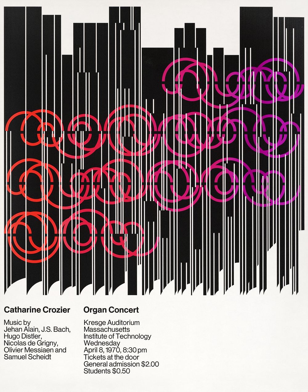 Catherine Crosier, organ concert (1970) vintage poster by Dietmar R. Winkler. Original public domain image from the Library…