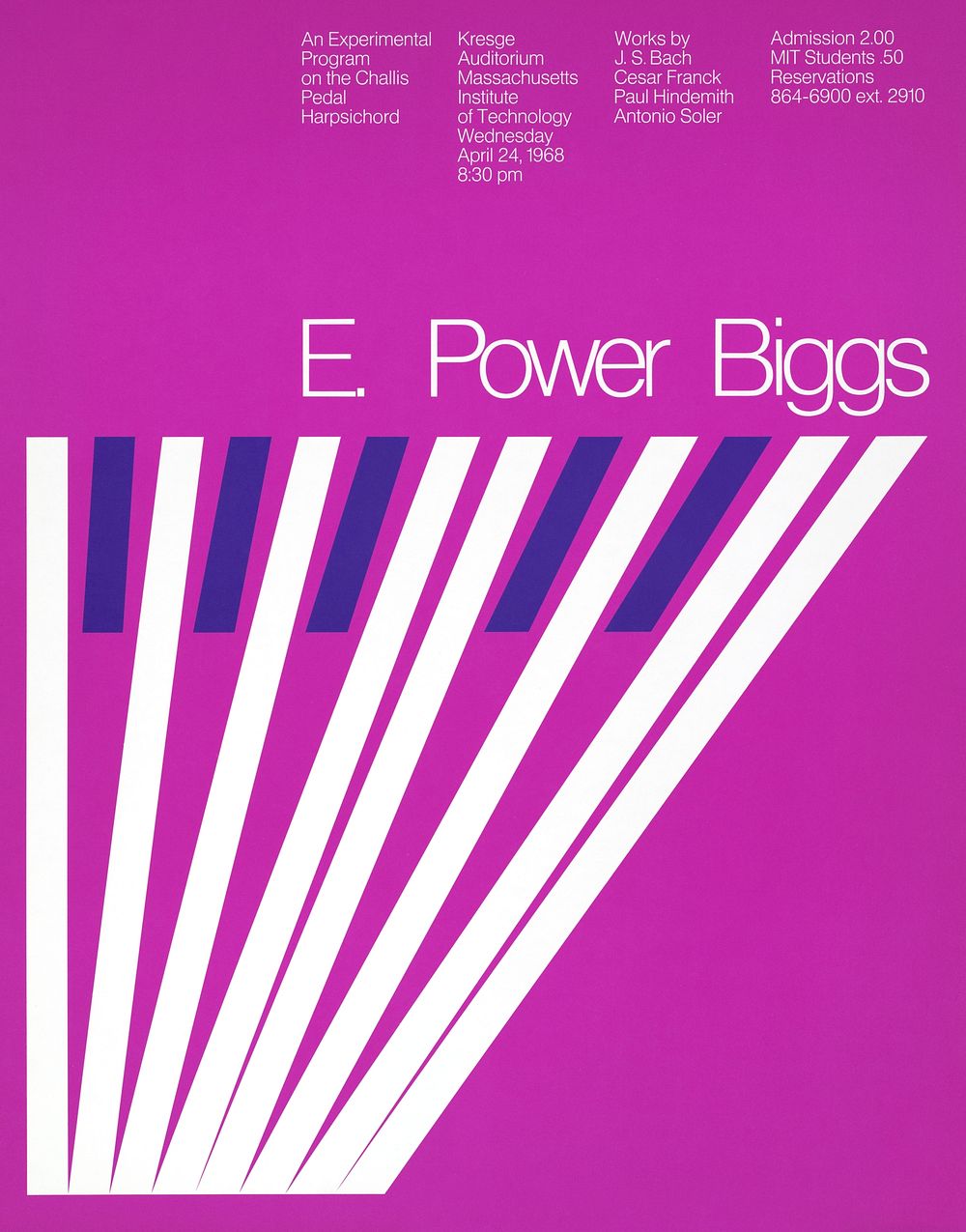 E. Power Biggs, an experimental program on the Challis pedal harpsichord (1968) vintage poster by Dietmar R. Winkler.…