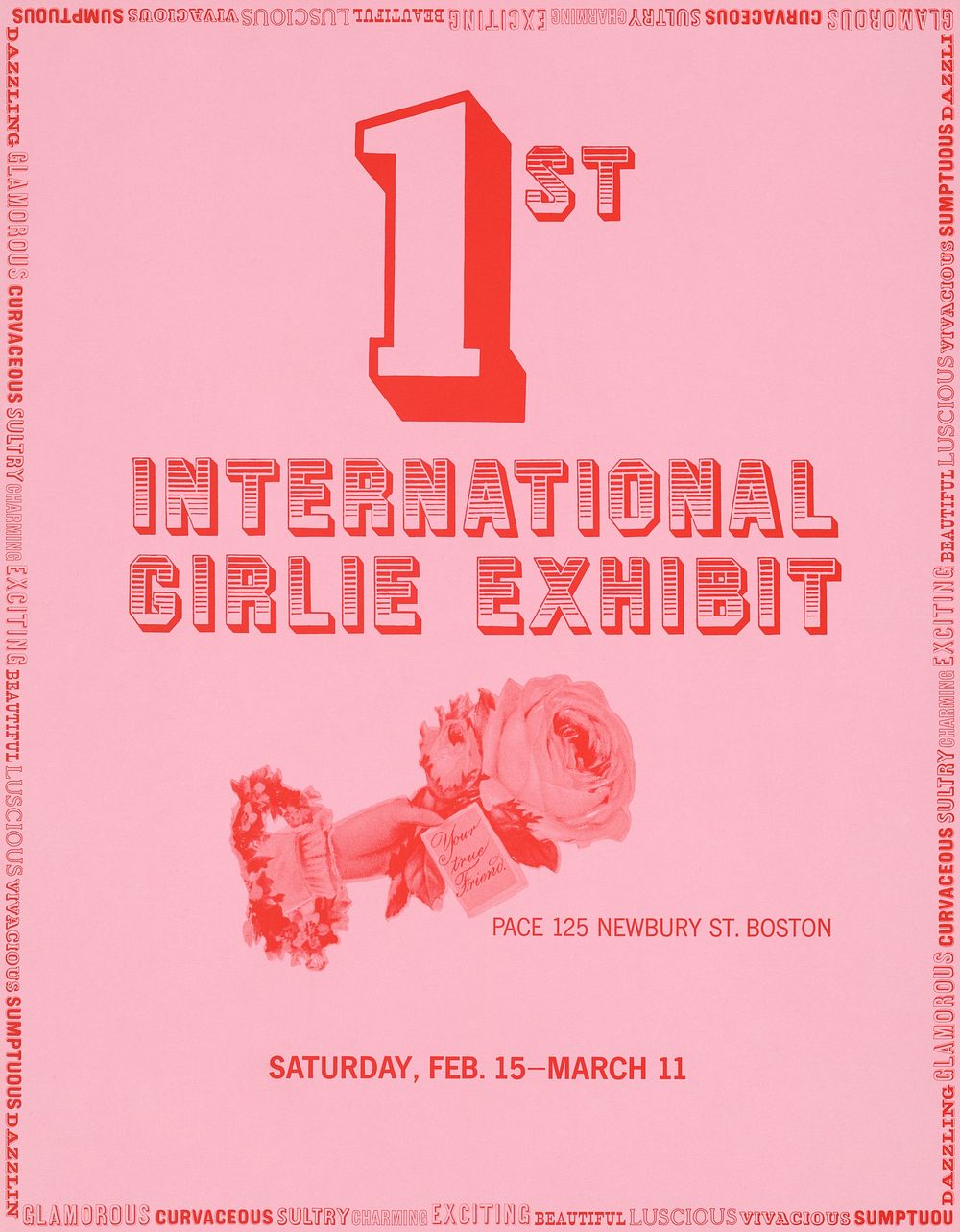 1st international girlie exhibit (1964) pink poster by Pace Gallery. Original public domain image from the Library of…