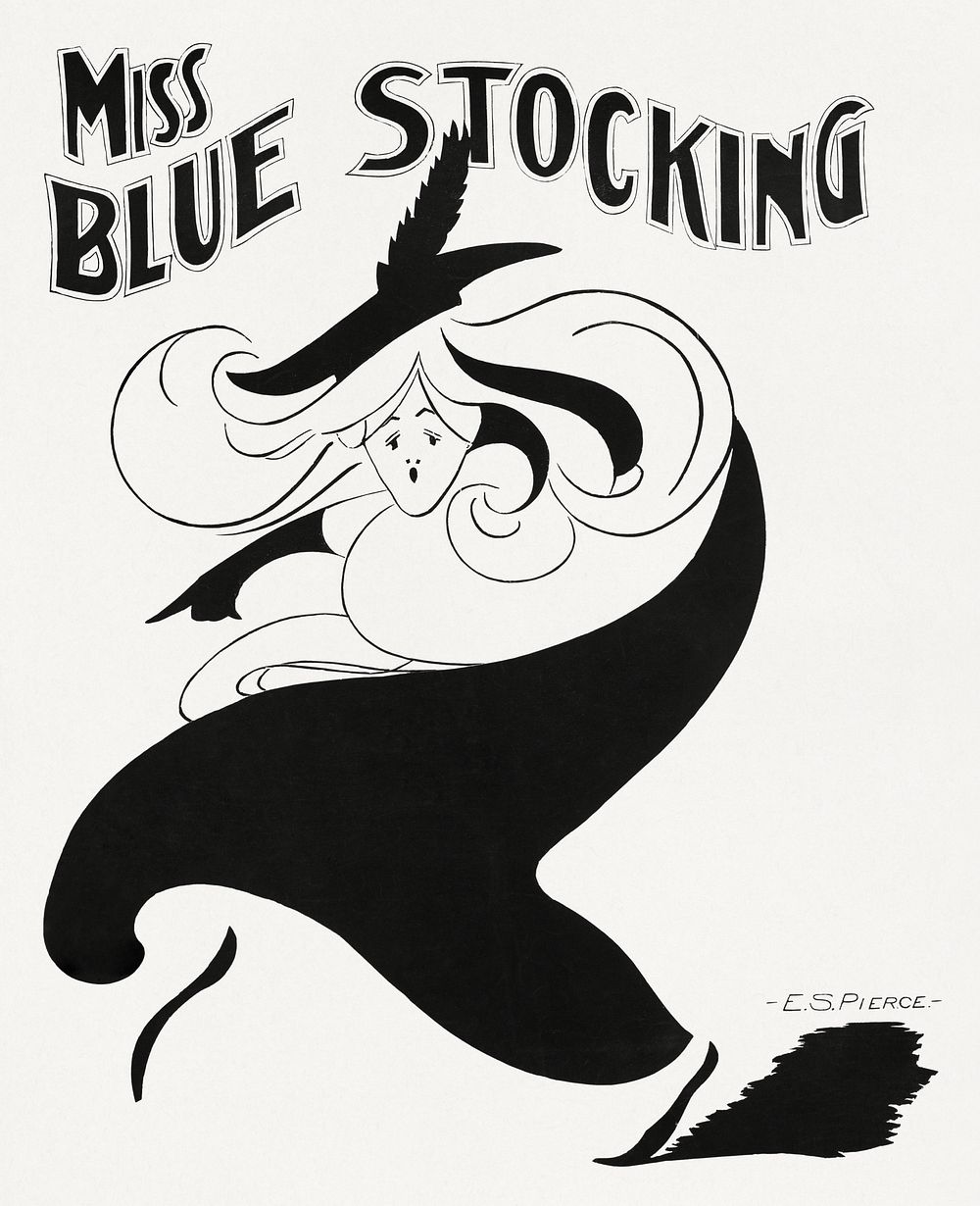 Miss Blue Stocking (1890) art noveau poster. Original public domain image from the Library of Congress. Digitally enhanced…